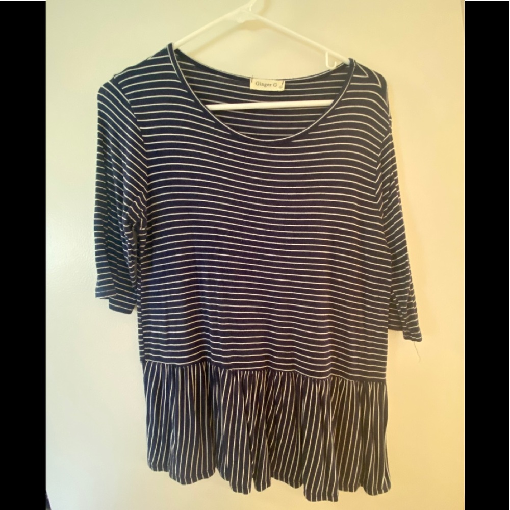 Stripped Peplum Blouse